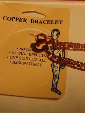 New on Card PURE PLATED COPPER LINK BRACELET 100% Natural One size fits all